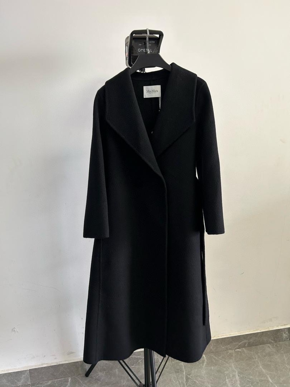 Max Mara STYLE Black Wool & Cashmere blend Wrap Coat
